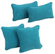 Double-Corded Solid Microsuede Throw Pillows With Inserts, Set of 4, Aqua Blue