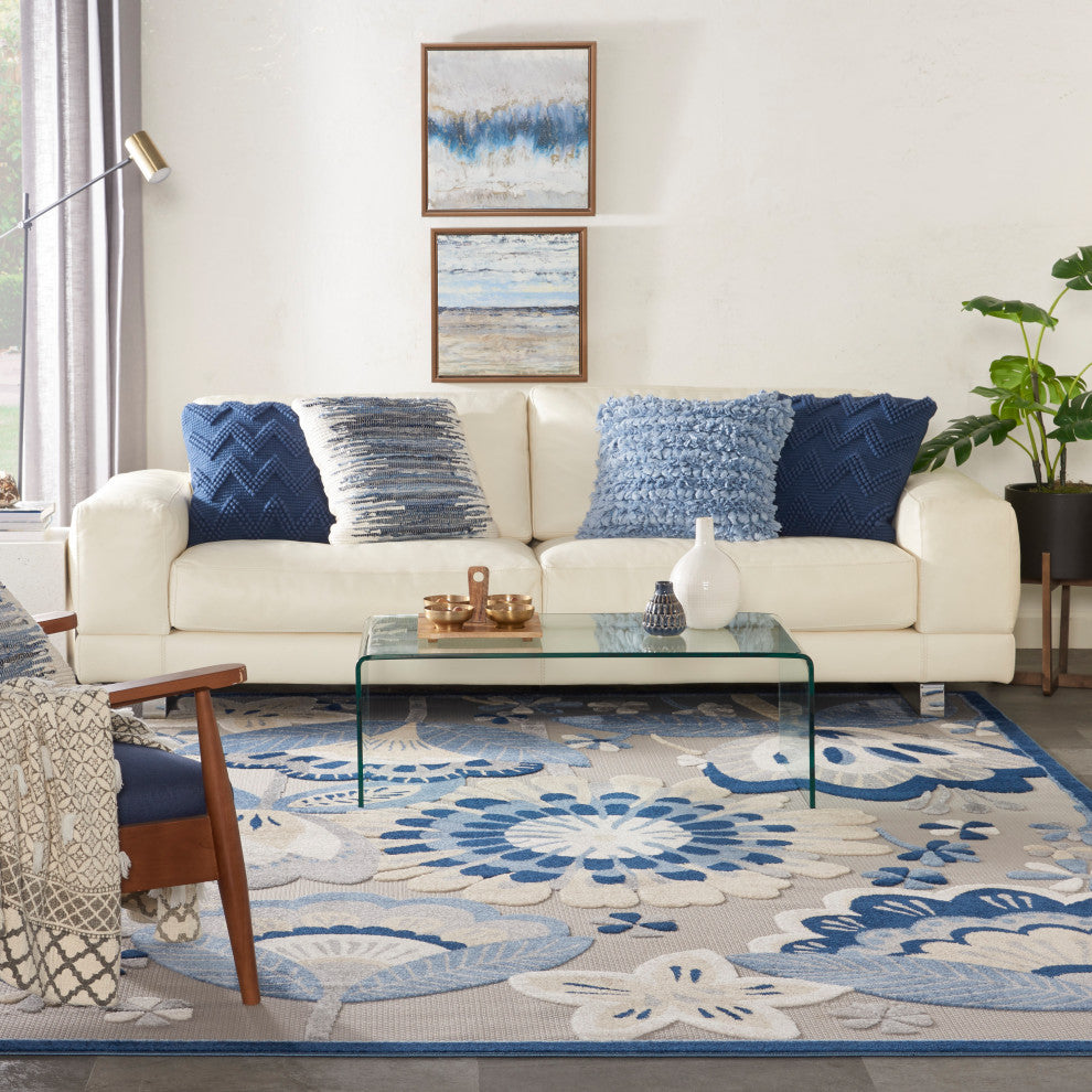 Nourison Aloha 7' x 10' Blue/Grey Contemporary Area Rug