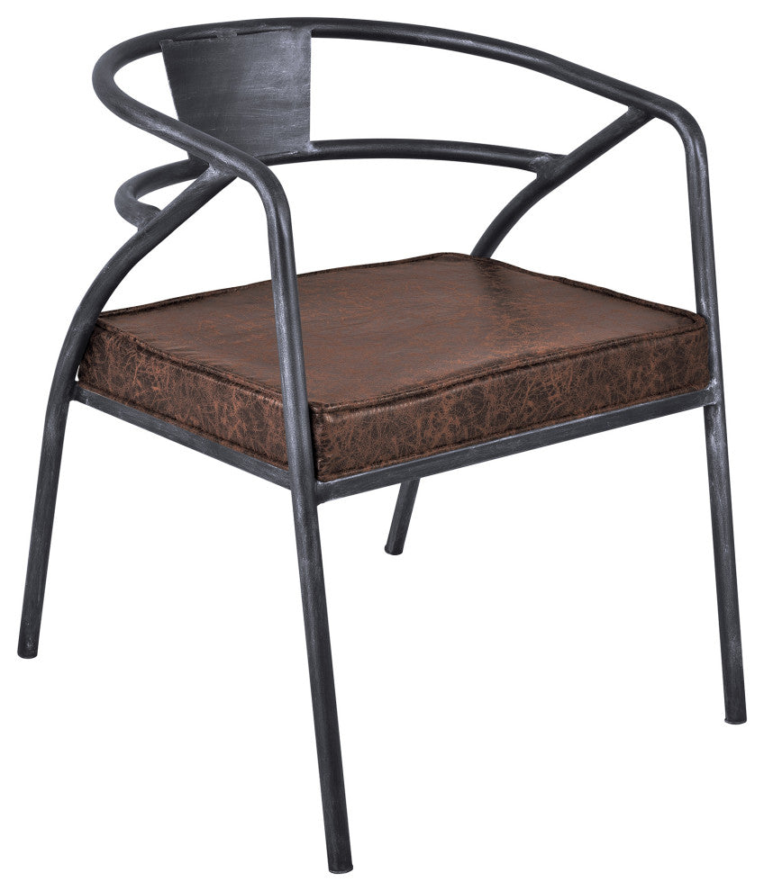 Paisley Modern Dining Chair in Industrial Gray Finish and Brown Fabric