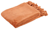 Braided Rope Flannel Fleece Throw, Burnt Orange, 60"x80"