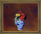 Odilon Redon Flowers in a Vase with Blue Decoration Framed Canvas Print, 16"x20"