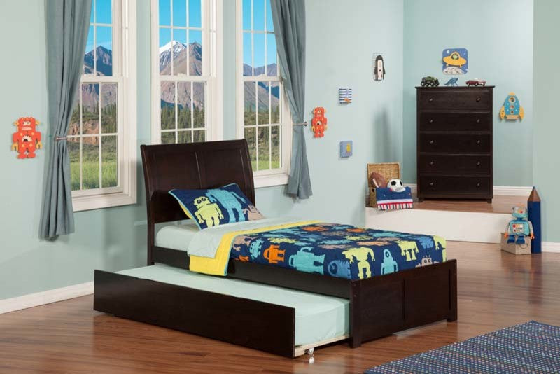 Portland Flat Panel Footboard With Urban Trundle, Espresso, Twin