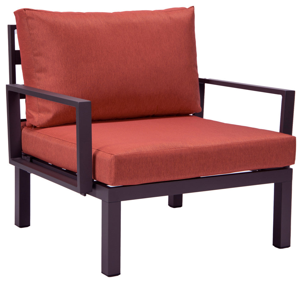LeisureMod Hamilton 6-Piece Modular Patio Sectional Set With Cushion, Red