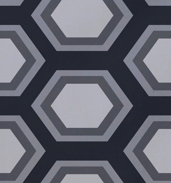 Hex Appeal Geometric Print Placement, Steel Gray, Set of 4