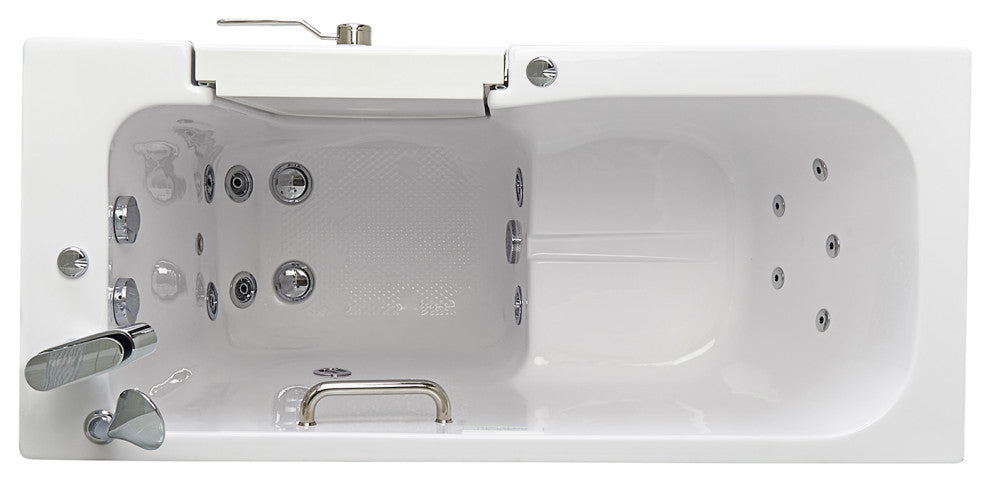 Ella Lounger 27"x60" Acrylic Massage Walk-In Bathtub, Outward Swing Door, Faucet