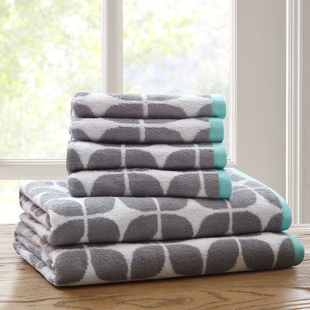 Intelligent Design Lita Cotton Jacquard Bath Towel 6 Piece Set, Grey