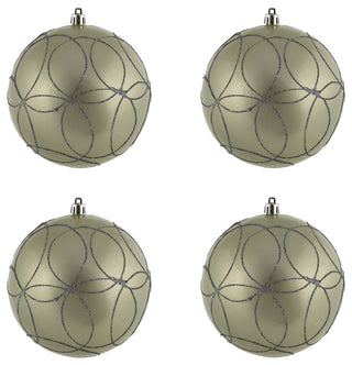 Candy Ornament With Circle Glitter Pattern , Limestone, 4.75"