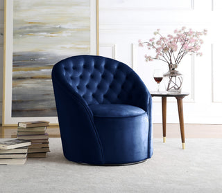 Alessio Velvet Upholstered Accent Chair, Navy