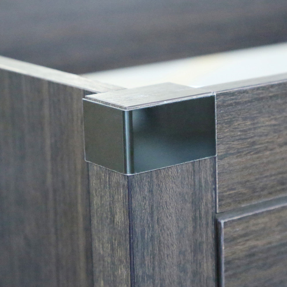 Single Vanity, Dark Gray RG Finish Top With White Engineered Stone And Oval Sink, 31"