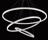 Spunto Oversized LED Small Ring Chandelier, Silver Finish With Opal Shade