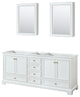 80" Double Bathroom Vanity, White, Gold Trim, Medicine Cabinets