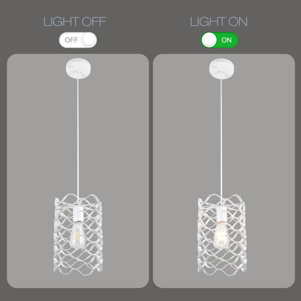 7" White Kitchen Island Wave Design Single Pendant Light- Dimmable