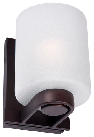 1 Light Wall Bracket, Antique Bronze, White Linen Glass