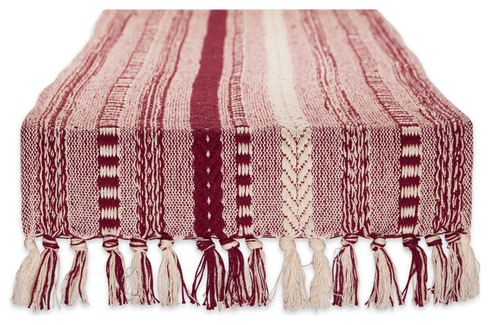 Wine Braided Stripe Table Runner 15x72