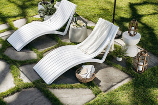 Slim Pool Chaise Sun Lounger, Set of 2, White