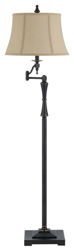 150W Madison Swing Arm Floor Lamp, Oil Rubbed Bronze Finish, Antique Beige Shade