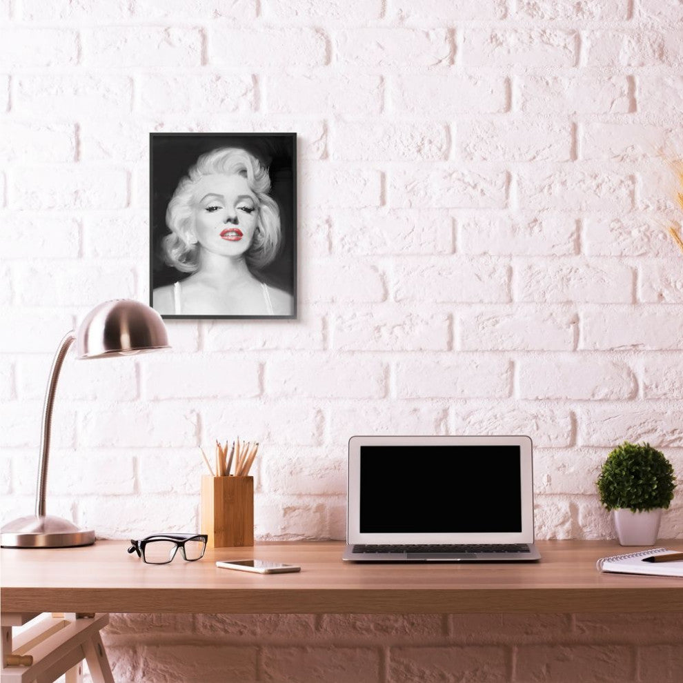 Stupell Industries Marilyn Portrait Red Vintage Hollywood Movie Star, 16 x 20