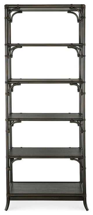 Retreat Pole Rattan Wood Framed Bookcase in Black by Hooker Furniture