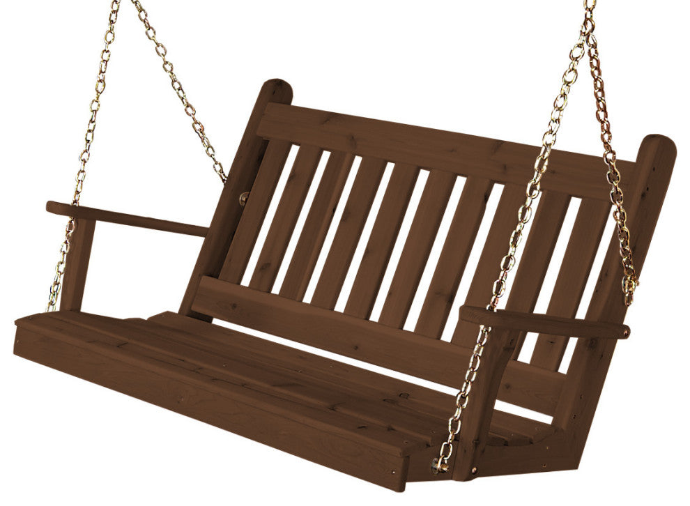 Cedar Traditional English Porch Swing, Mushroom Stain, 4 Foot
