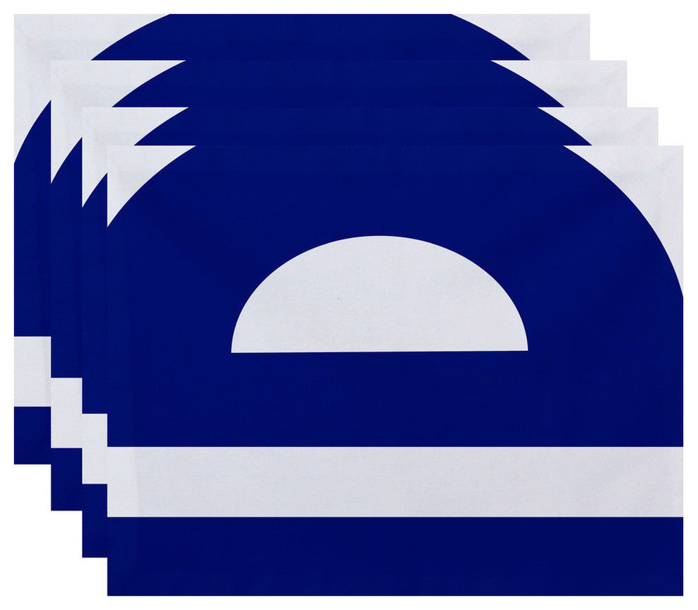 18x14-inch, Lock, Geometric Print Placemat, Blue (Set of 4)