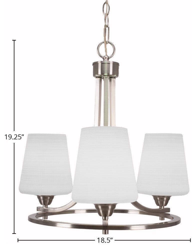 Paramount Uplight 3-Light Chandelier, Brushed Nickel, 6" White Matrix Glass