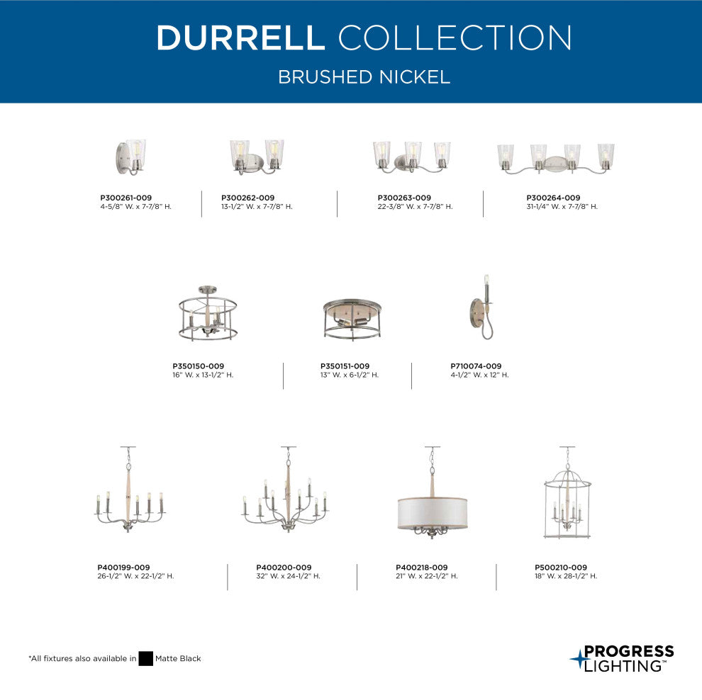 Durrell Collection Brushed Nickel Semi-Flush Convertible