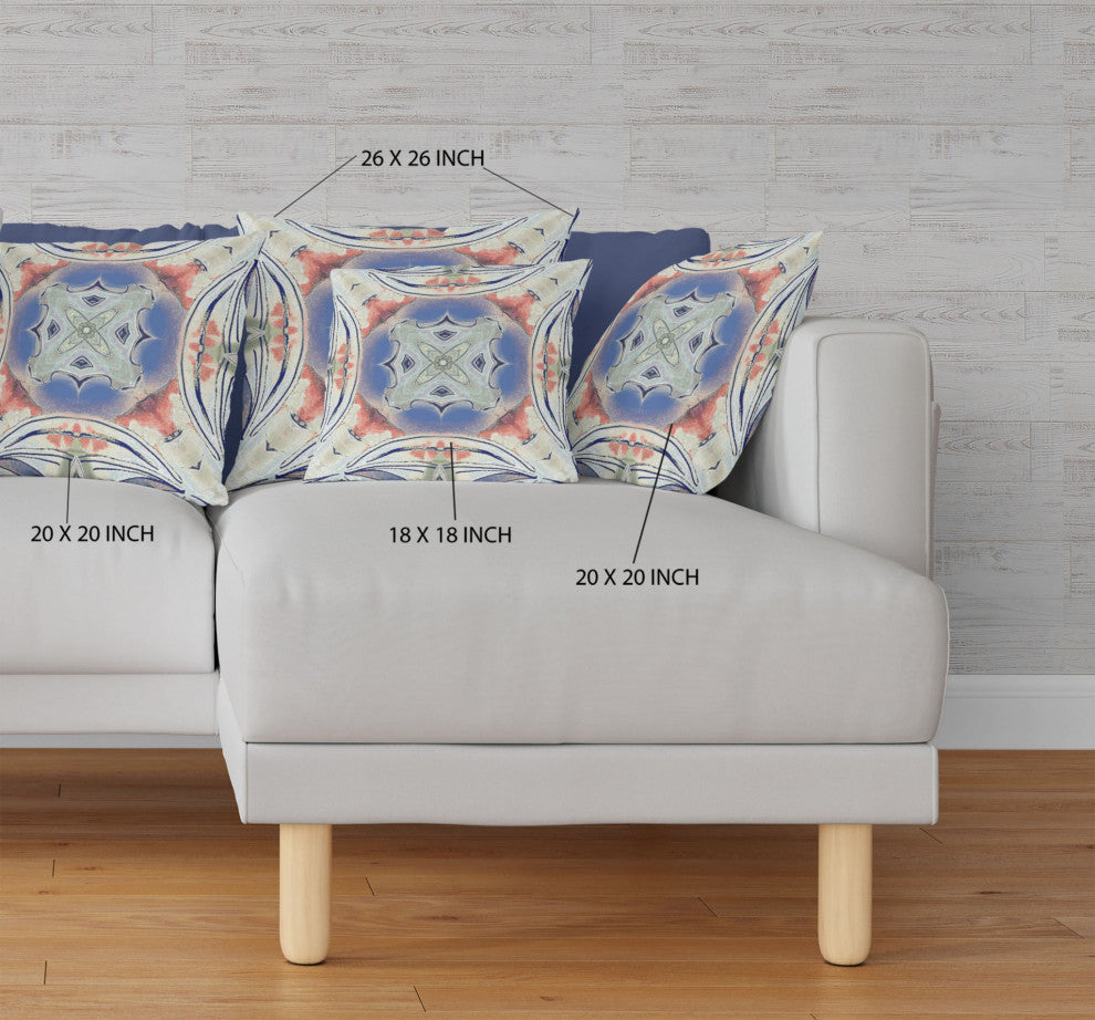 18" Cream Peach Geo Tribal Suede Throw Pillow