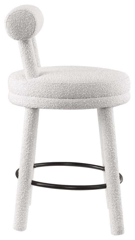 Parlor Black Boucle Fabric Stool, Set of 2, Cream