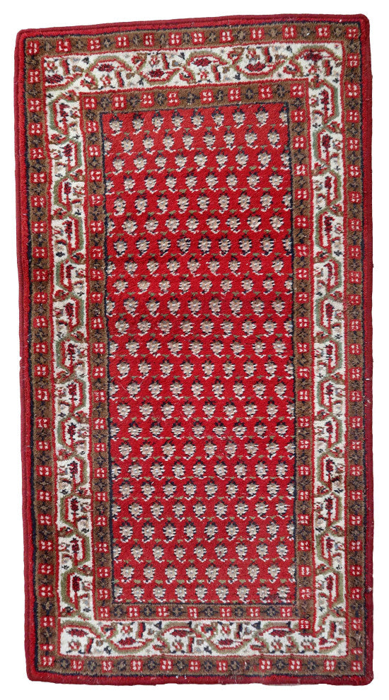 Handmade Vintage Indian Seraband Rug 2.4'x4.5', 74cmx140cm, 1970s