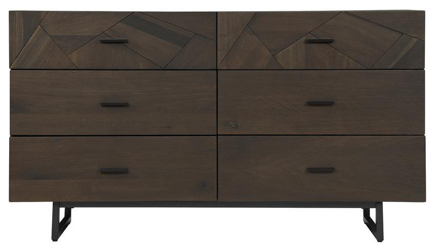 Marquis 4 Piece King Size Platform Bed Frame Bedroom Set in Oak Wood with...
