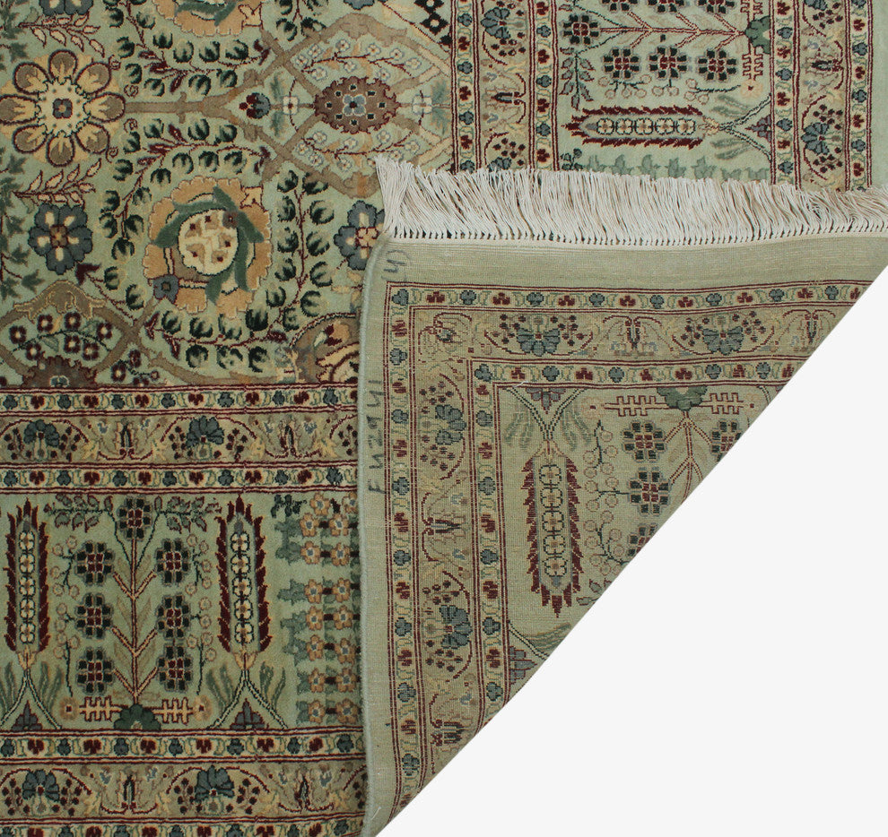 Pak-Persian Tabriz Mint Green Rug, 9'1x12'6