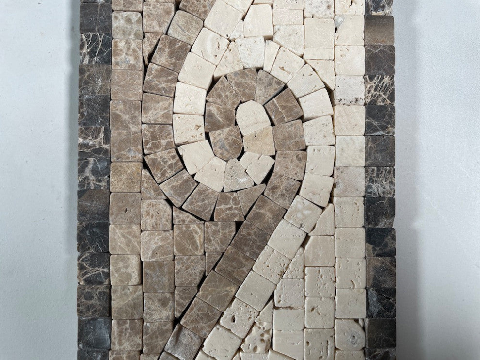 Marble Mosaic Border Listello Insert Tile Surf Emperador 4x12 Tumbled, 1 piece