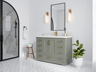 Boston 48 Single Sink Bath Vanity in Evergreen 2" Calacatta Black