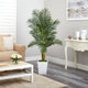 5.5' Golden Cane Artificial Palm Tree, White Metal Planter