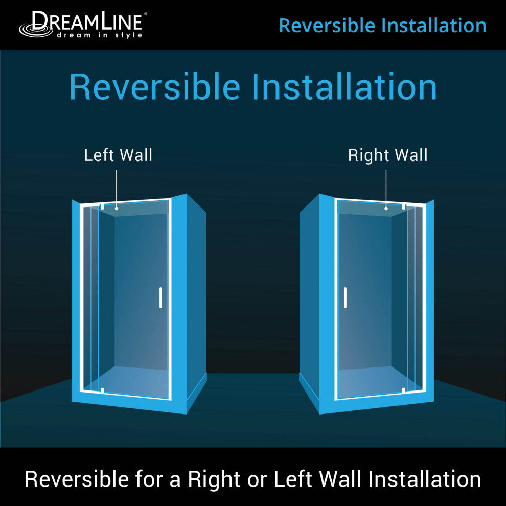 DreamLine Flex 28-32"x 72" Pivot Shower Door, Chrome