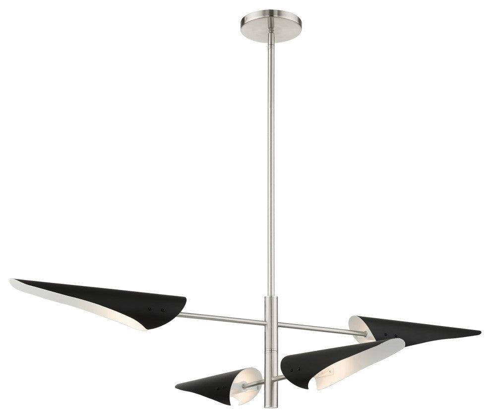 Brushed Nickel Urban, Mid Century Modern, Balanced Pendant Chandelier