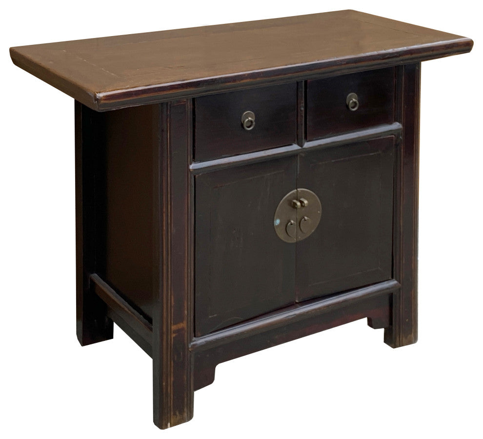 Vintage Chinese Dark Brown Drawers Side Table Credenza Vanity Cabinet Hcs7798