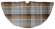 48" Brown Plaid Rustic Woodland Christmas Tree Skirt With Gold Trim