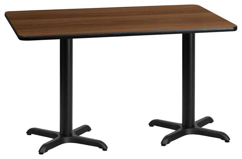 30"x60" Rectangular Walnut Laminate Table Top-22"x22"Height Bases