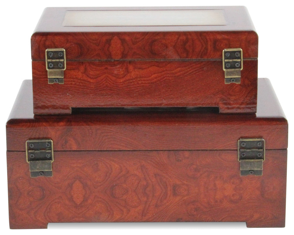 Marbled Wooden Treasure Boxes, Set of 2