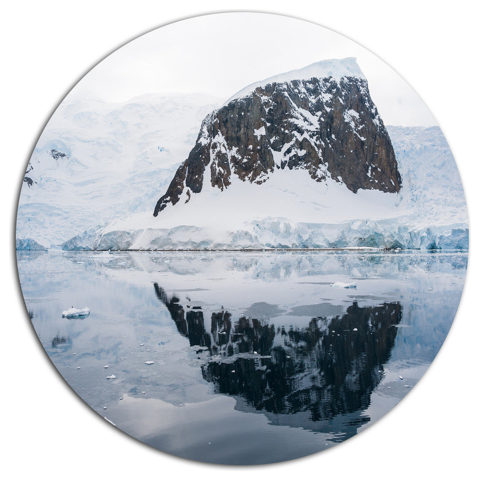 Snowcap Hill In Antarctica, Seashore Art Round Wall Art, 23"