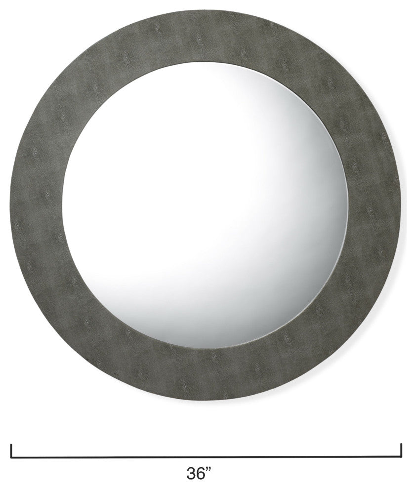 Chester Shagreen Round Mirror, Grey