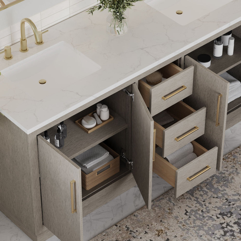 The Arrington Bathroom Vanity, Gray, 72", Double Sink, Freestanding