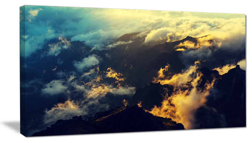 "Sunset On Hill Above Clouds" Extra Large Wall Art Landscape, 40"x20"