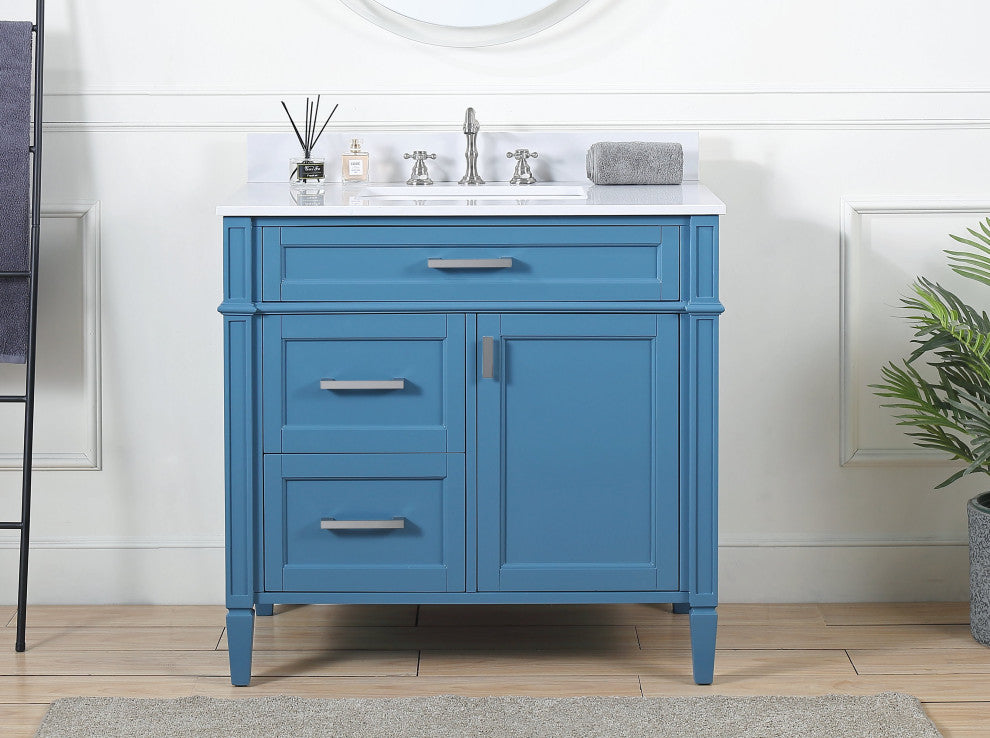 36" Tennant Brand Durand Modern Teal Blue Bathroom Sink Vanity
