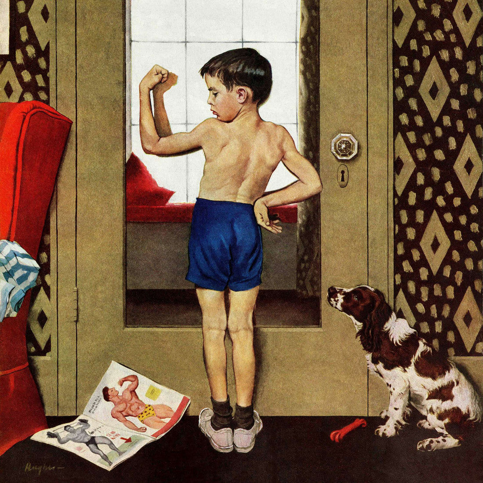 "Young Charles Atlas" Painting Print on Canvas by George Hughes