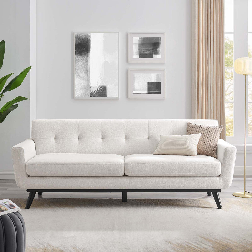 Engage Herringbone Fabric Sofa, Ivory