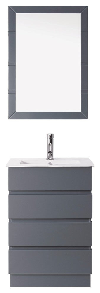Bruno 24" Single Bathroom Vanity Set, Gray, Brushed Nickel Faucet