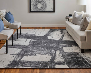Eshwar R8927 Modern/Industrial/Global Rug, Black/White, 9'x12'