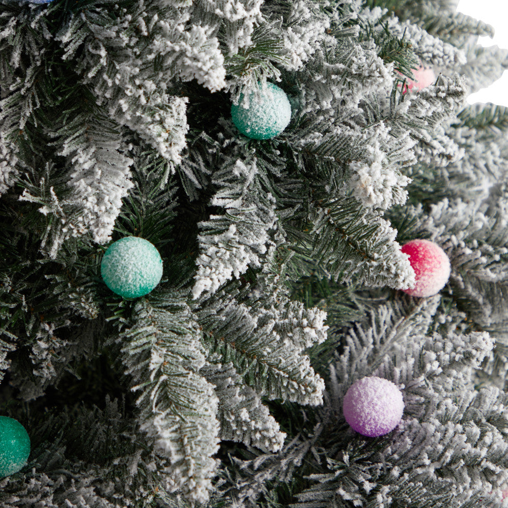 T3517 8.5' Flocked British Columbia Mountain Fir Artificial Christmas Tree